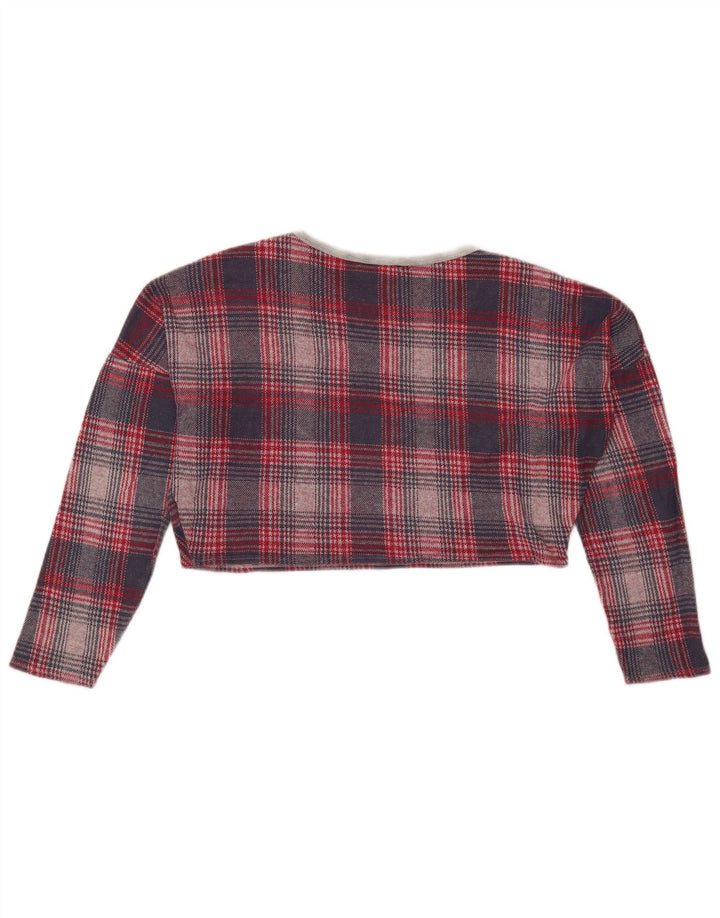 Topshop Haut court surdimensionné à manches longues pour femme UK 8 Petit pied-de-poule rouge