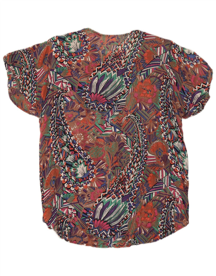 vintage Womens Abstract Pattern Shirt Blouse UK 14 Grand Multicolore