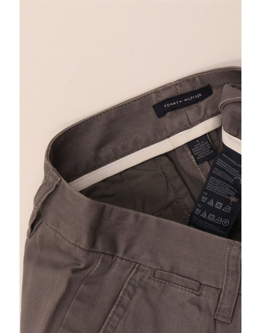 TOMMY HILFIGER Pantalon court droit pour femme US 4 Small W25 L22 Gris