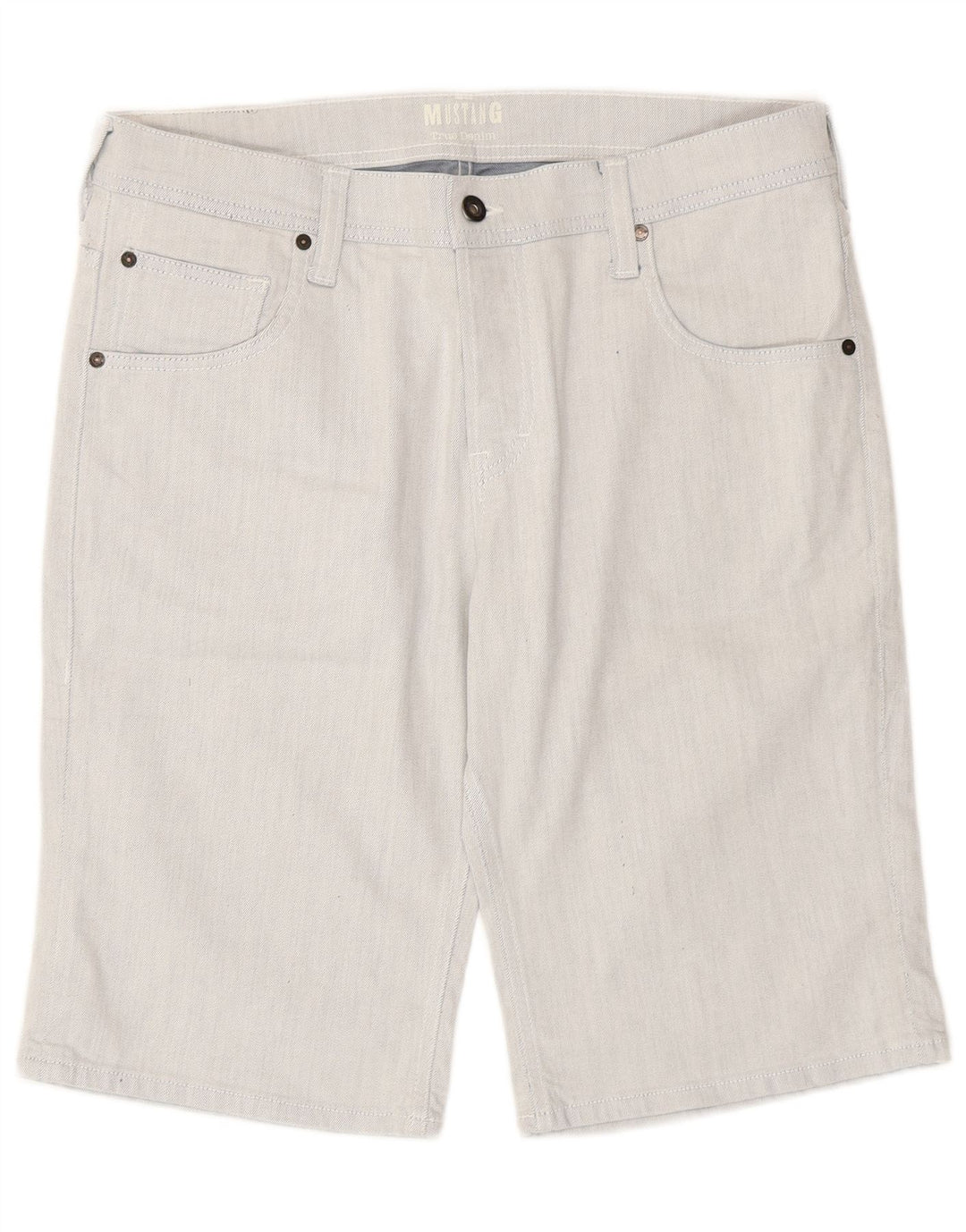 Mustang Short en jean pour homme W35 en coton à rayures bleues