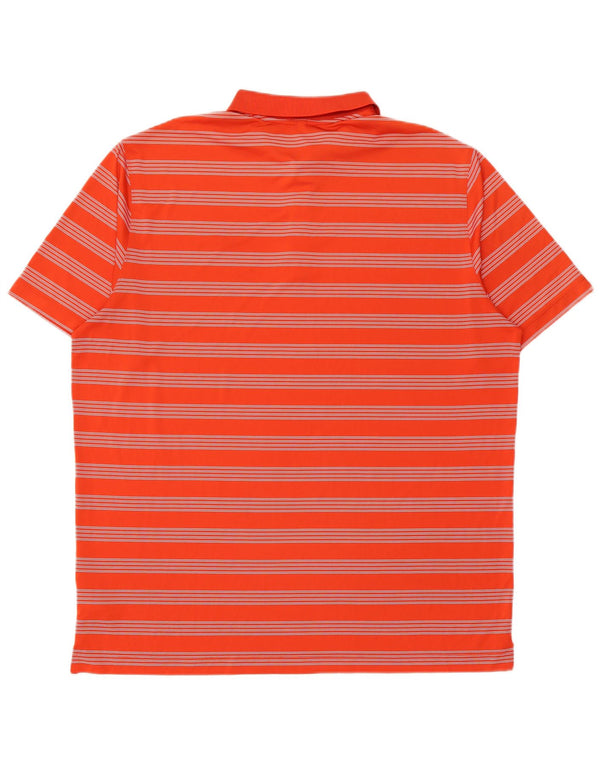 Nike Mens Dri Fit Polo Shirt 2XL Orange Striped Polyester