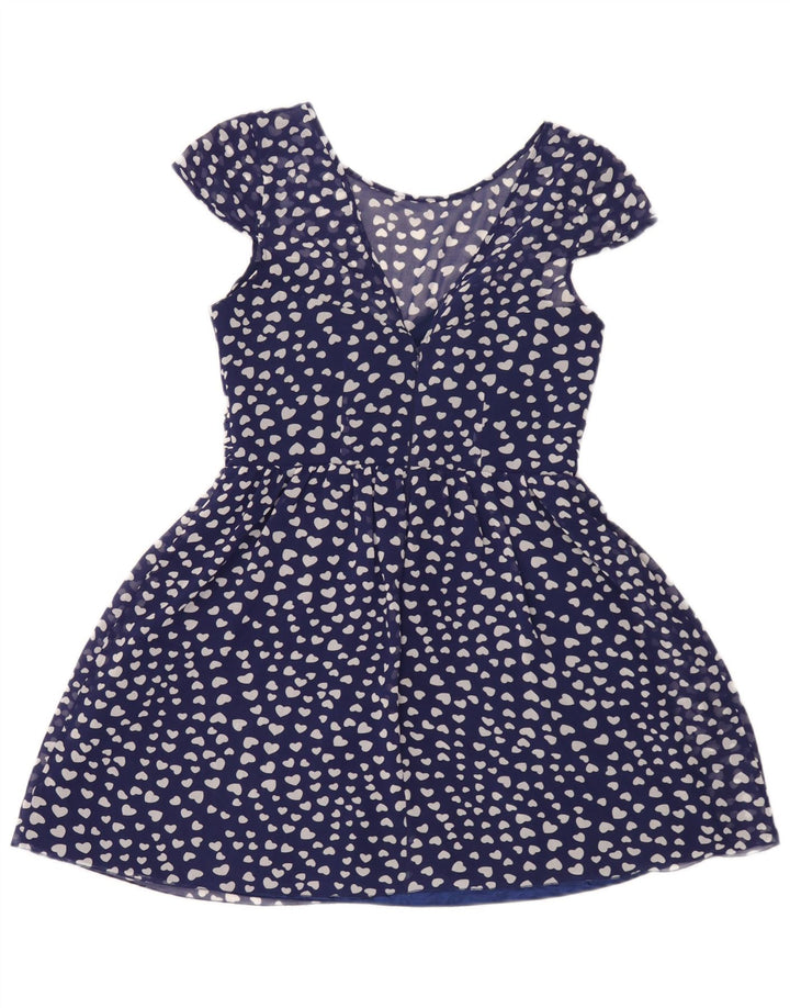 Lipsy Robe trapèze à motif abstrait pour femme UK 42 Bleu moyen Polyester