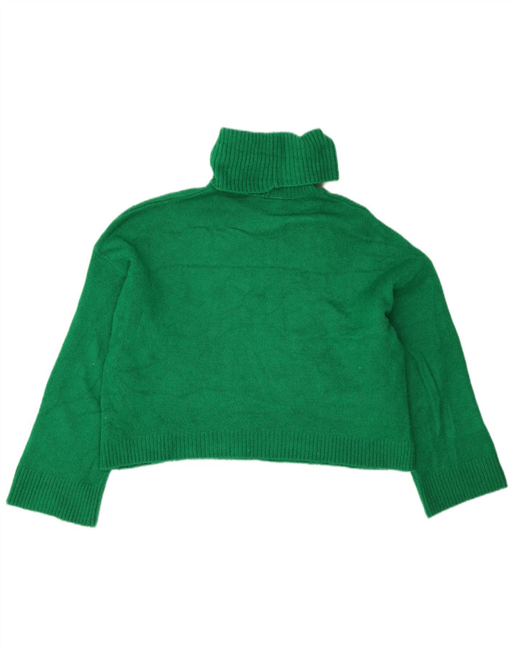 Zara Pull court surdimensionné à col roulé pour femme UK 10 Petit Vert