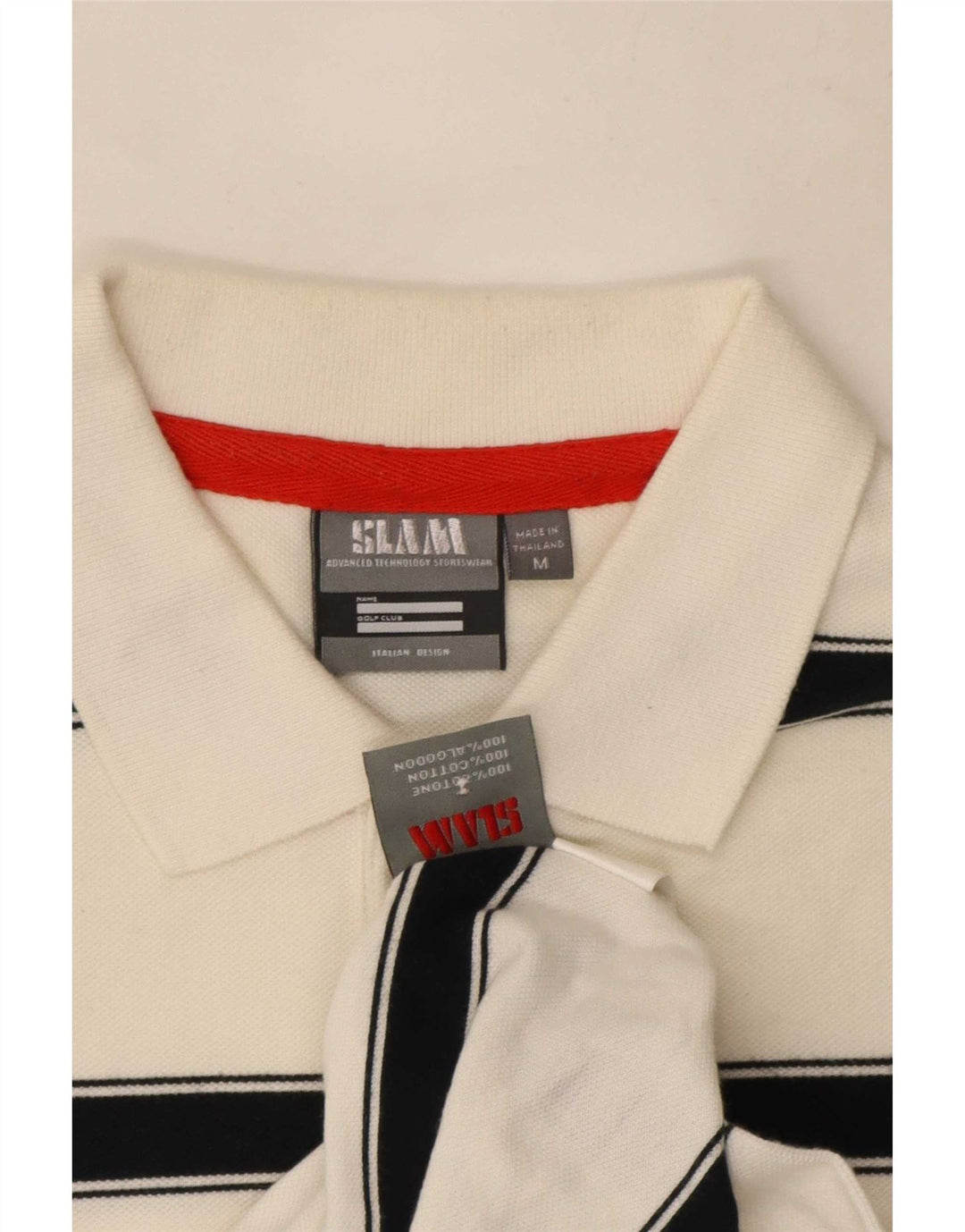 Slam Polo Homme Coton Rayé Blanc Moyen