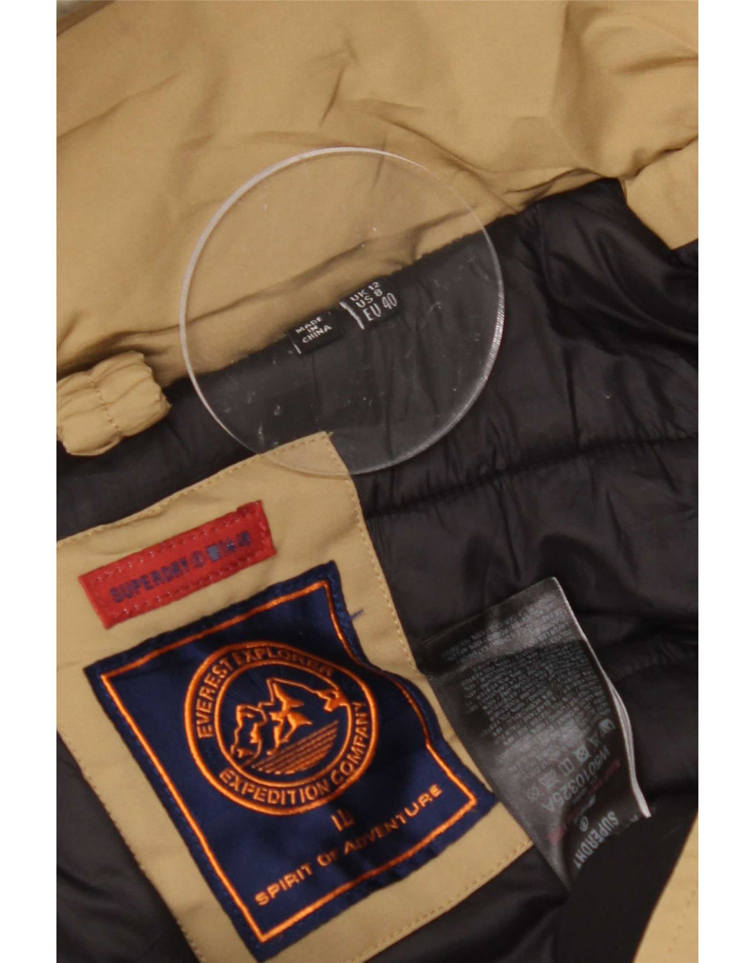 Superdry Veste Parka À Capuche Femme UK 12 Beige Moyen Polyester