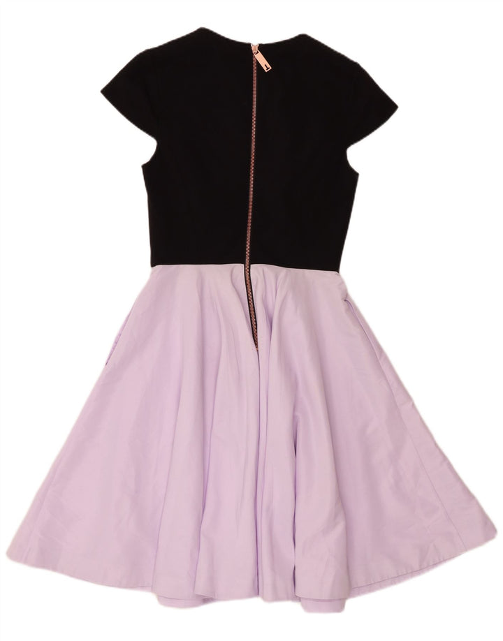 Ted Baker Robe trapèze pour femme US 1 XS Noir Colorblock Polyester