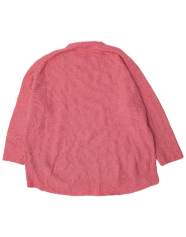 Zara Pull surdimensionné à col rond pour femme UK 10 Petit acrylique rose