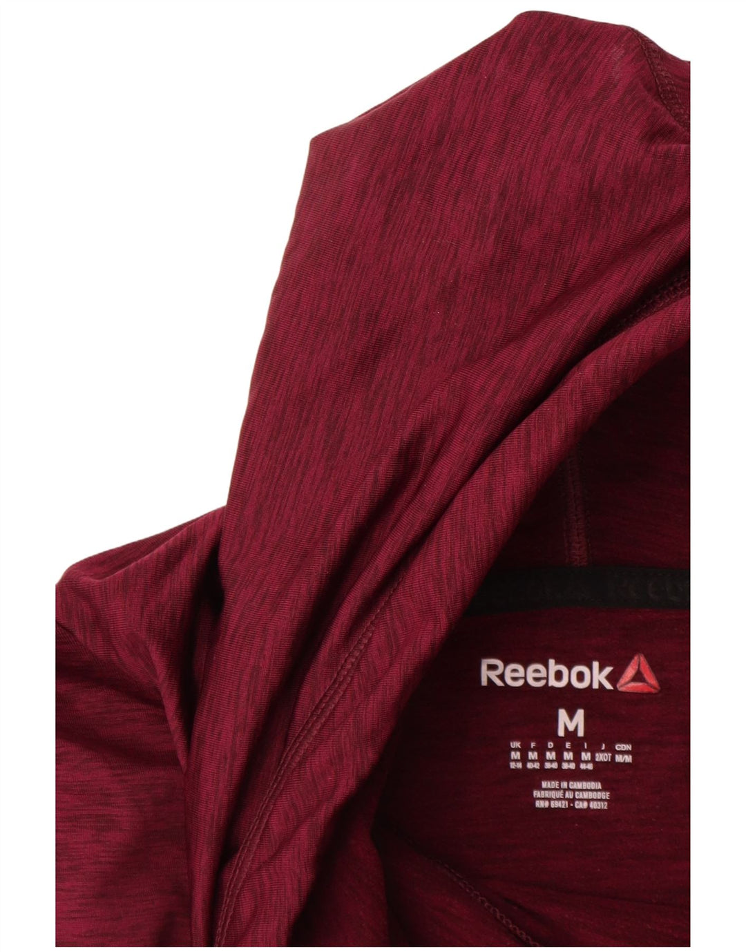 REEBOK Pull à capuche pour femme UK 12/14 Polyester moucheté marron moyen