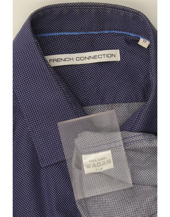 French Connection Chemise Homme Taille 17 XL Bleu Marine Spotted Coton