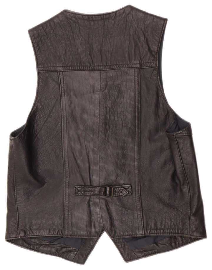 gilet en cuir homme vintage cuir noir moyen
