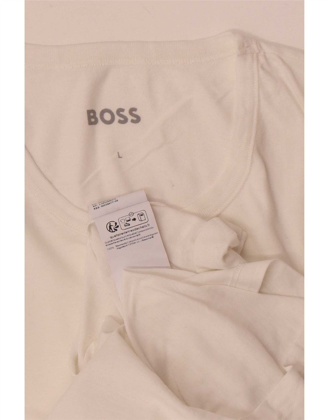 Hugo Boss Homme T-Shirt Top Large Coton Blanc