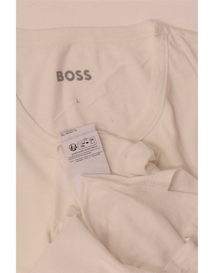 Hugo Boss Homme T-Shirt Top Large Coton Blanc