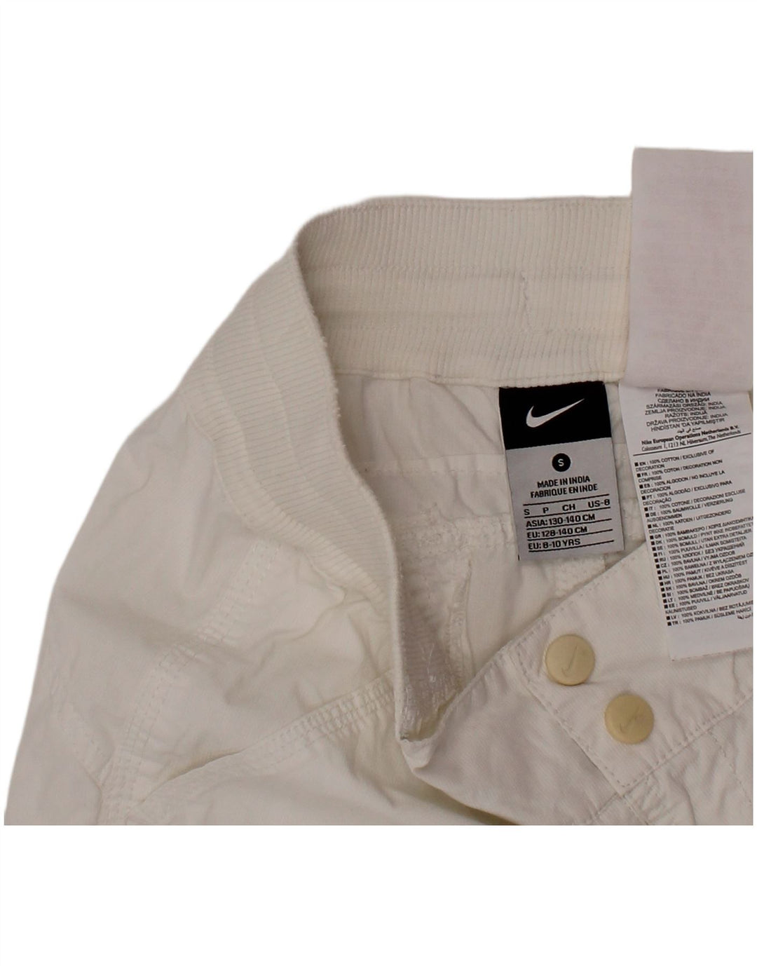 NIKE Short Chino Garçon 8-9 Ans Petit W26 Coton Blanc