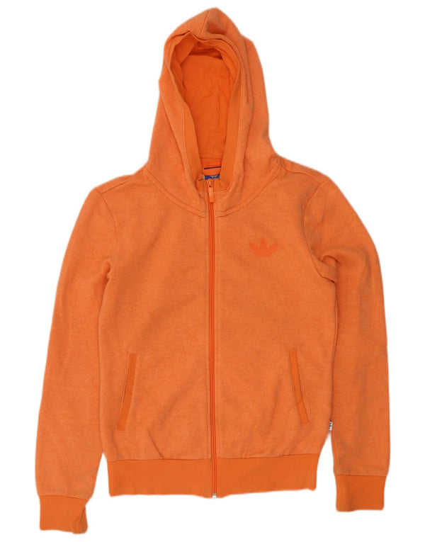 Adidas Pull à capuche zippé pour femme UK 8 Petit coton orange