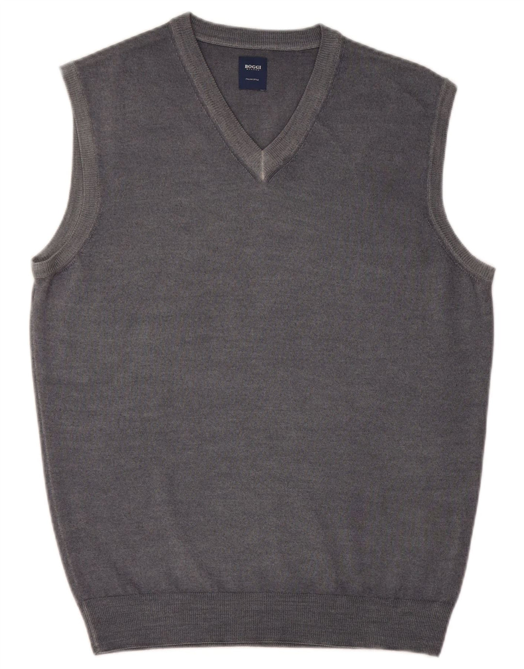 Boggi Débardeur Gilet Homme Gris Moyen Laine Vierge