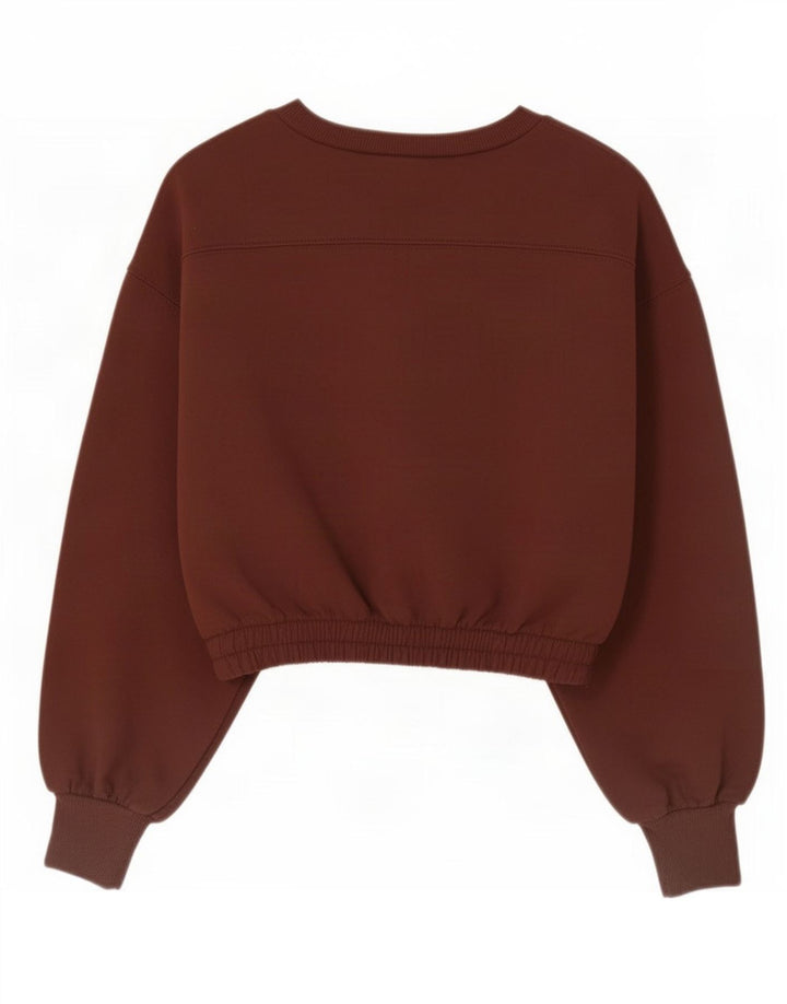 Zara Womens Crop Sweatshirt Jumper UK 10 Petit Marron