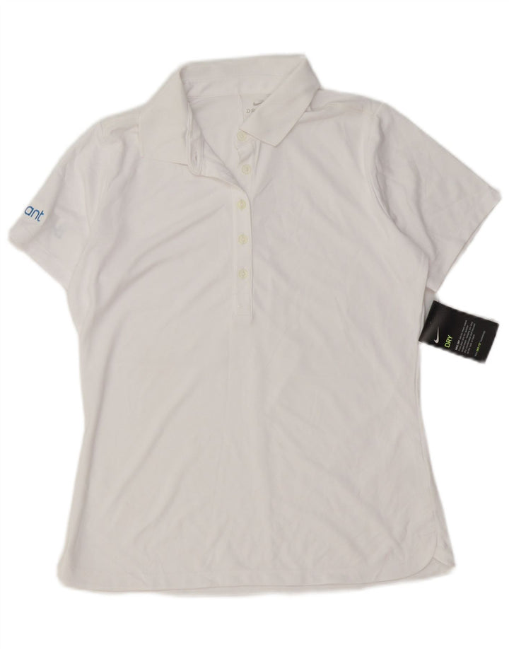 Polo Nike Dri Fit pour femme UK 12 Polyester blanc moyen