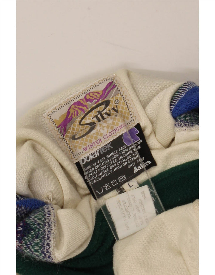 Silvy Pull polaire à col zippé pour femme UK 16 Grand Blanc Colorblock Polyester