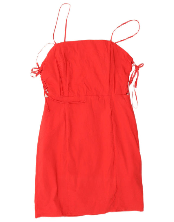 Zara Femme Robe d'été UK 12 Coton Rouge Moyen
