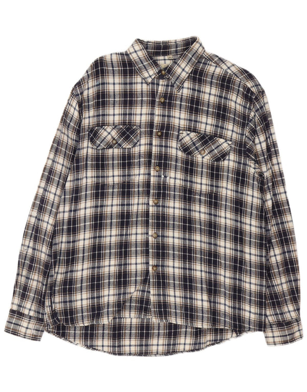 vintage Chemise en flanelle homme XL Bleu Marine Check Coton