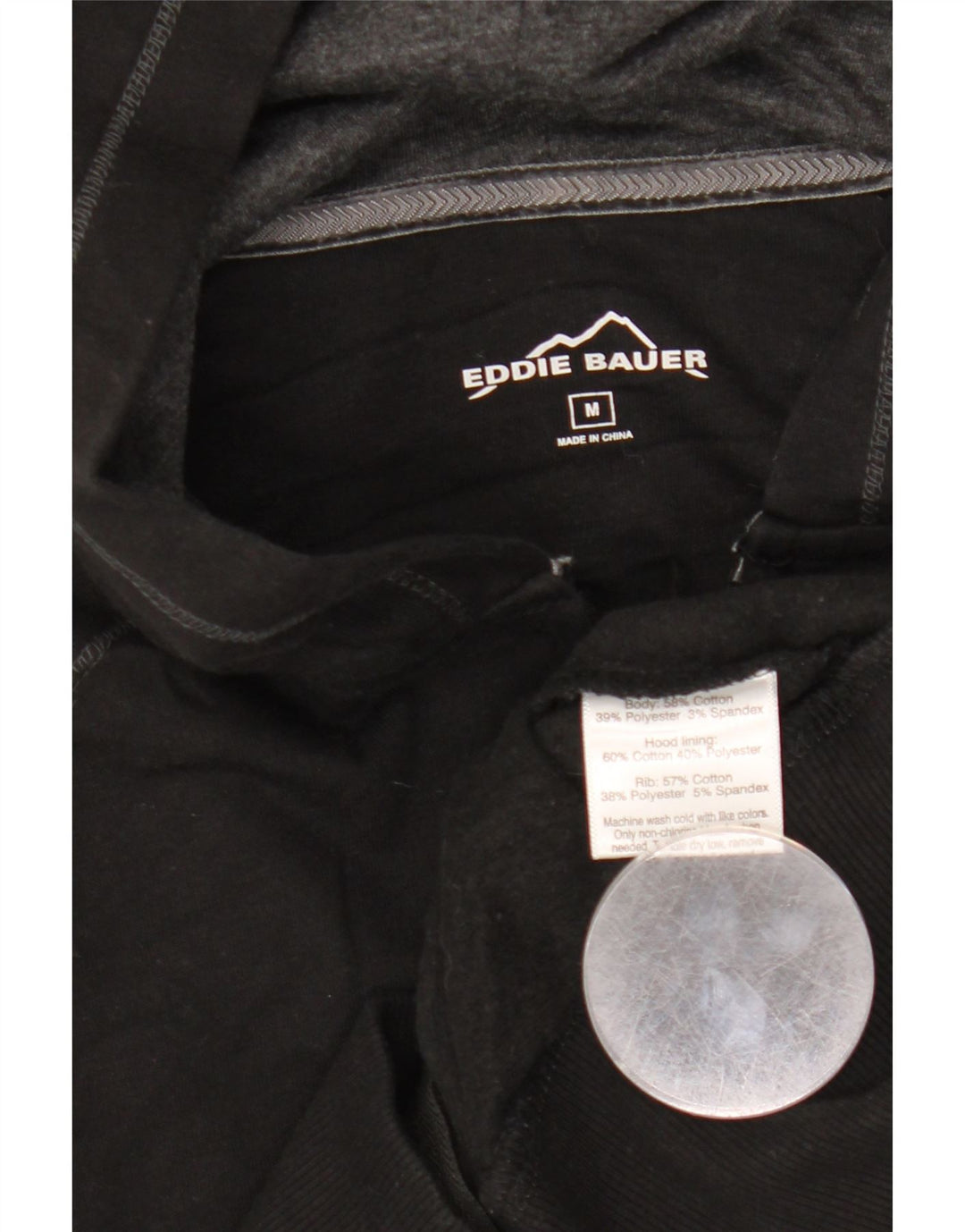 EDDIE BAUER Pull à capuche zippé pour femme UK 14 Coton noir moyen