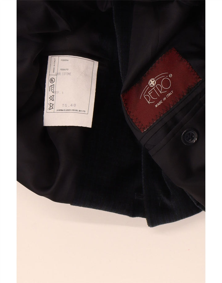 RETRO Veste blazer en velours à 4 boutons pour homme IT 48 Bleu marine moyen en coton