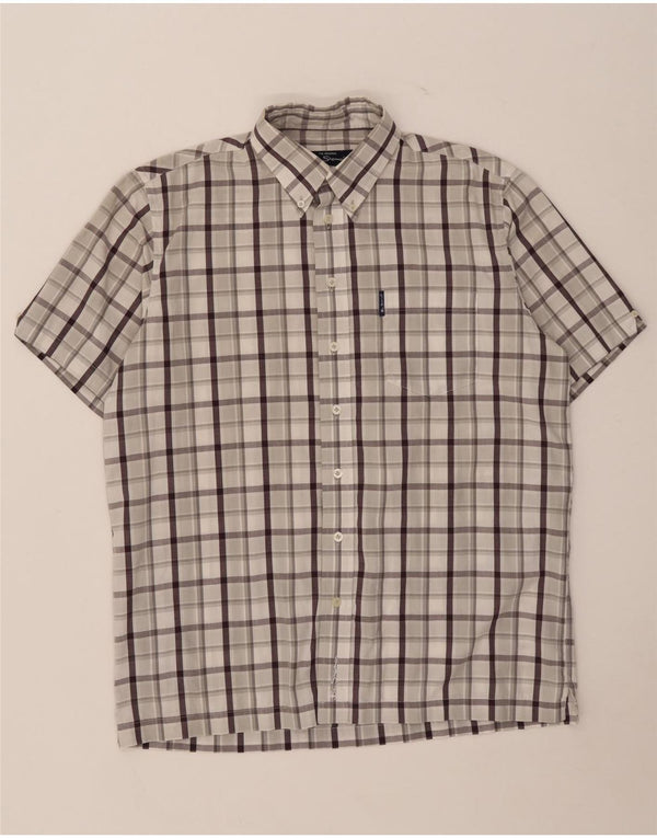 Ben Sherman Chemise à manches courtes homme gris moyen à carreaux en coton
