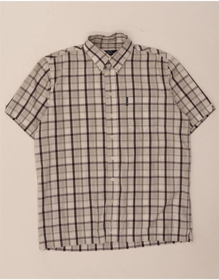 Ben Sherman Chemise à manches courtes homme gris moyen à carreaux en coton