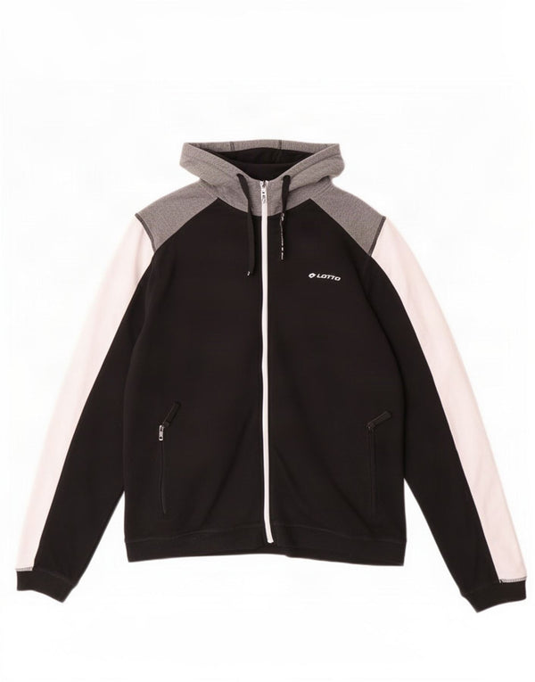 Lotto Pull à capuche zippé pour homme XL Noir Colorblock Polyester