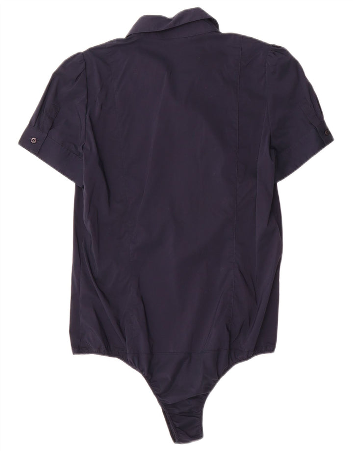 Atos Lombardini Body chemise à volants sur le devant pour femme IT 46 Large Bleu marine