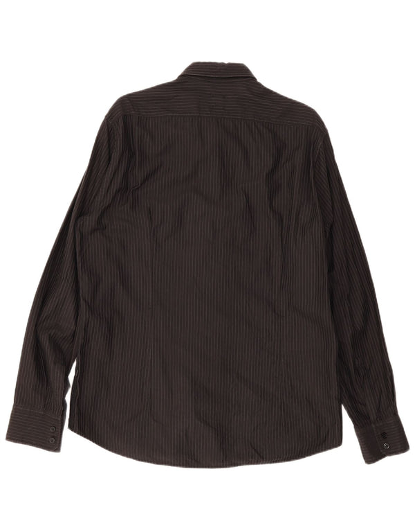 Hugo Boss Chemise ajustée en coton rayé noir Large