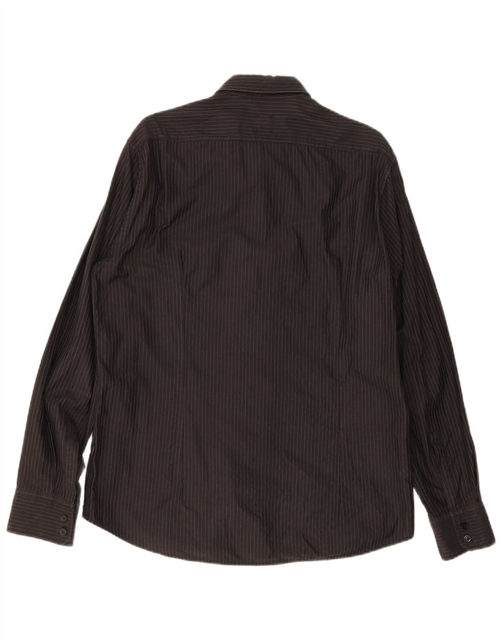 Hugo Boss Chemise ajustée en coton rayé noir Large