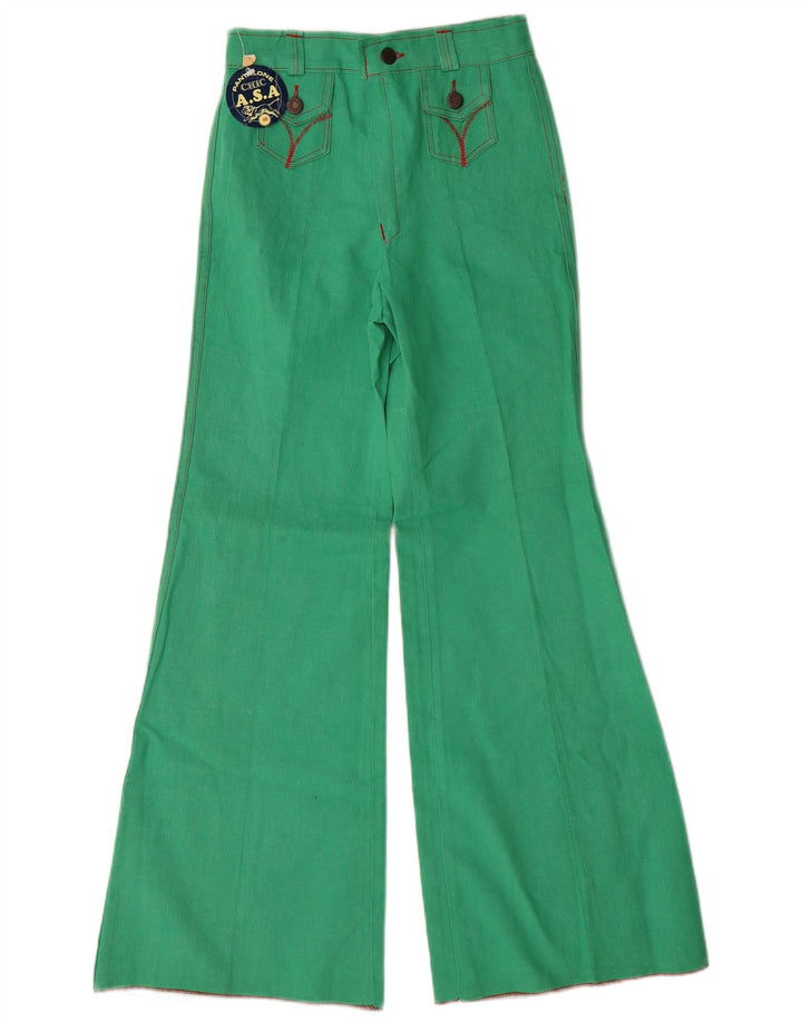 Pantalon décontracté évasé chic pour femme IT 40 Small W24 L28 Vert