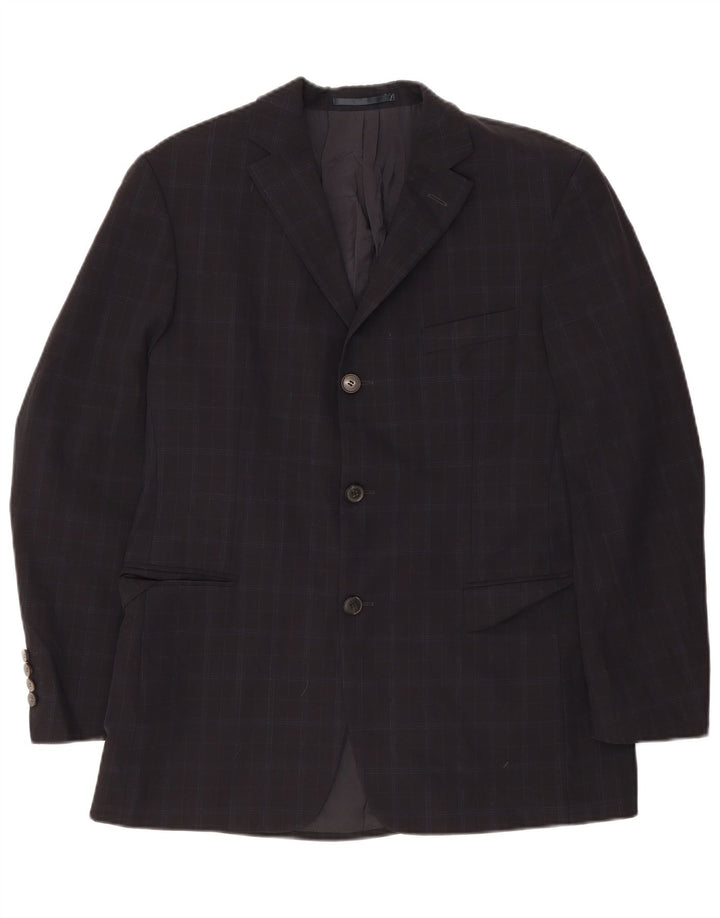 Hugo Boss Veste blazer à 3 boutons pour homme UK 38 Bleu marine moyen à carreaux