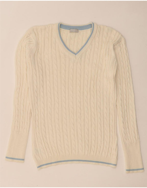 vintage Mens V-Col Jumper Pull UK 42 Grand Coton Beige