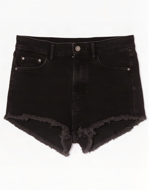 Zara Short en jean taille haute pour femme EU 36 XS W26 Coton noir