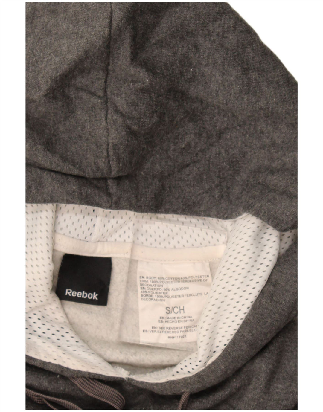Reebok Pull à Capuche Graphic Homme Petit Gris Coton