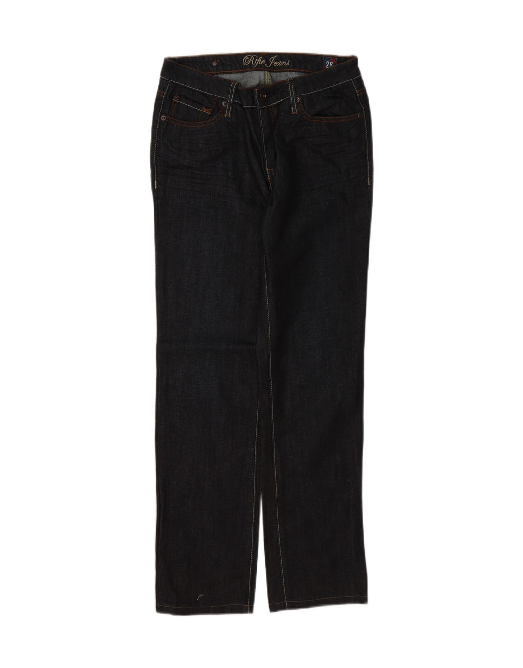 RIFLE Womens Straight Jeans W28 L29 Navy Blue Cotton