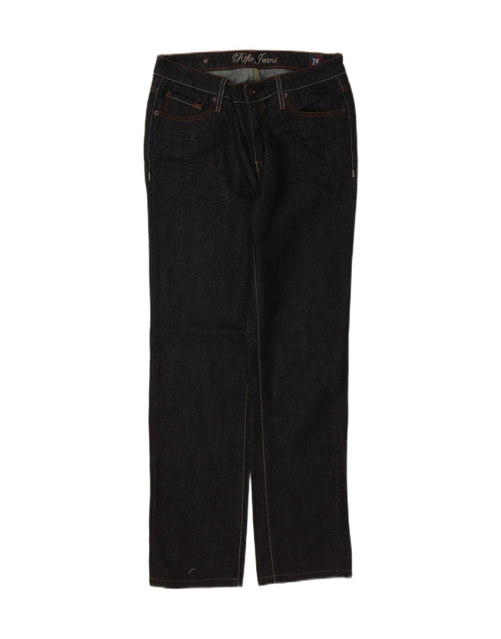 RIFLE Womens Straight Jeans W28 L29 Navy Blue Cotton