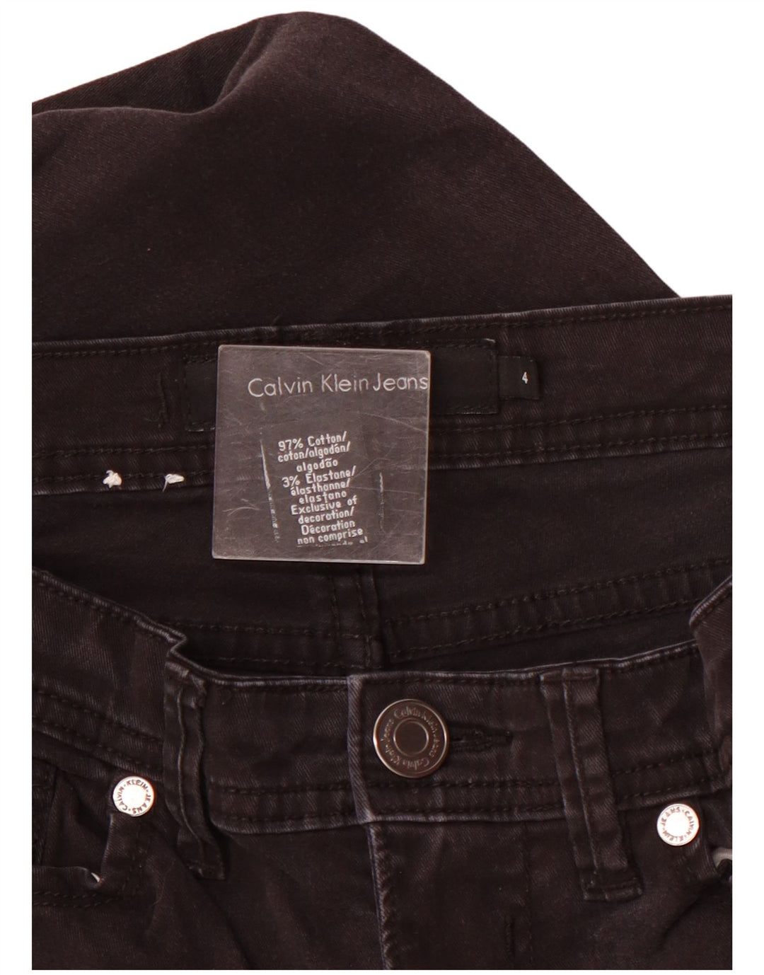 Calvin Klein Jean slim court pour femme US 4 Small W28 L26 Coton noir