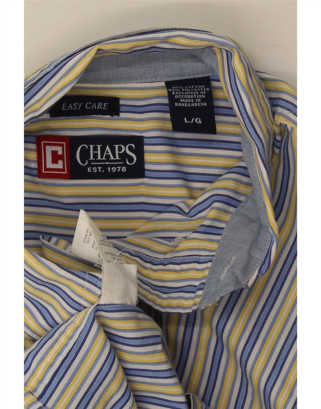 Chaps Chemise Regular Fit Homme Large Bleu Rayé Coton