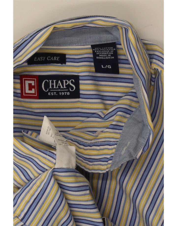 Chaps Chemise Regular Fit Homme Large Bleu Rayé Coton