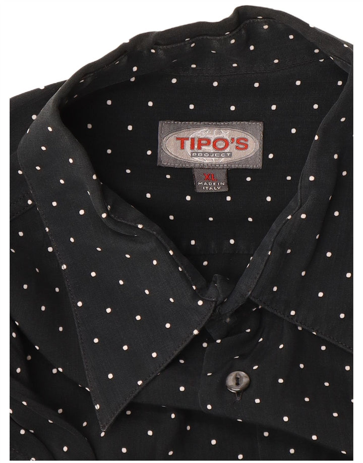 TIPO'S Chemise à manches courtes pour homme XL Noir à pois