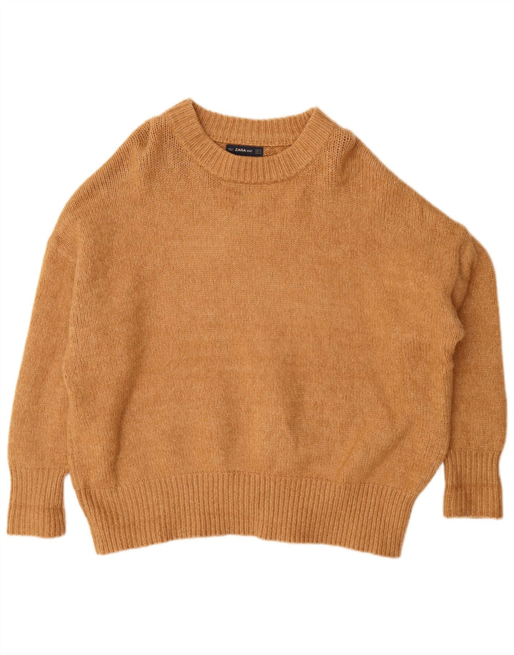 Zara Pull surdimensionné à col bateau pour femme UK 14 Marron moyen