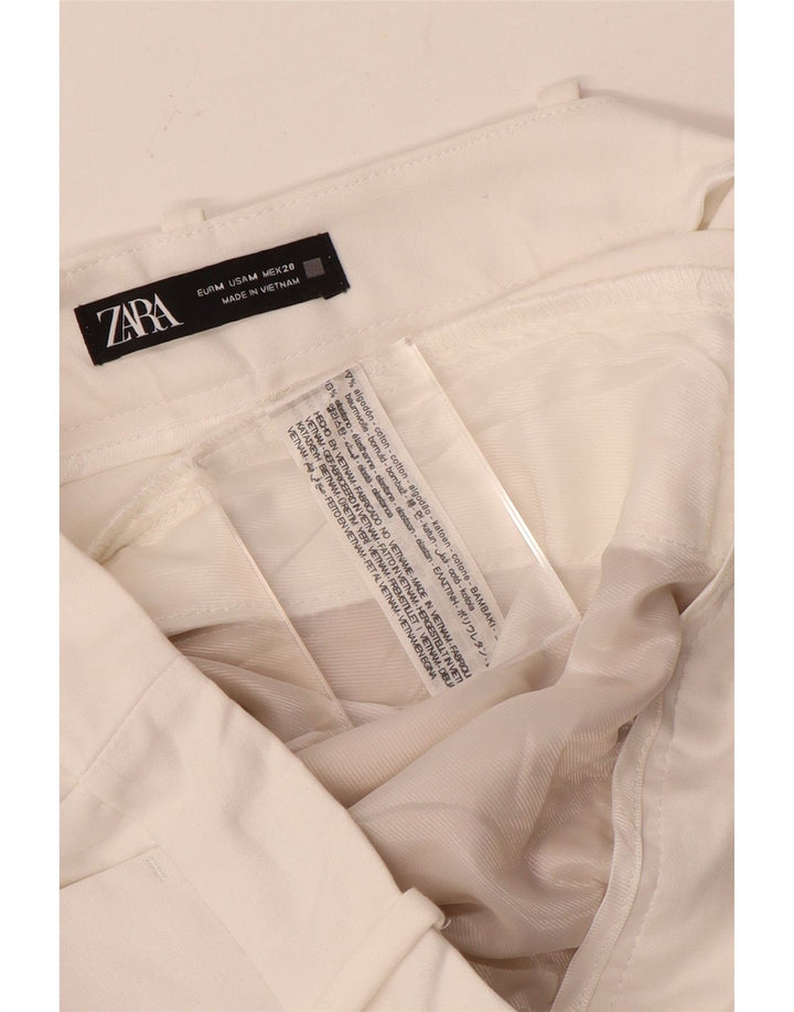Zara Short Chino Femme Moyen W28 Coton Blanc