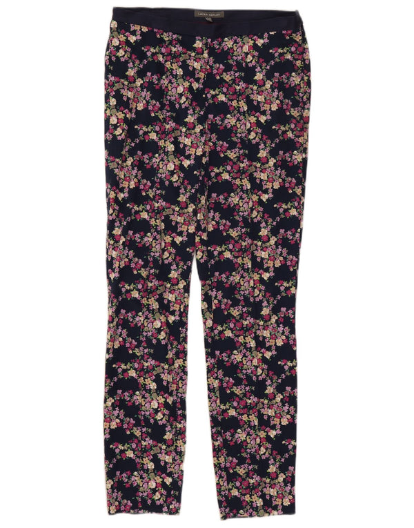Laura Ashley Pantalon décontracté pour femme UK 10 Small W30 L28 Bleu marine Floral