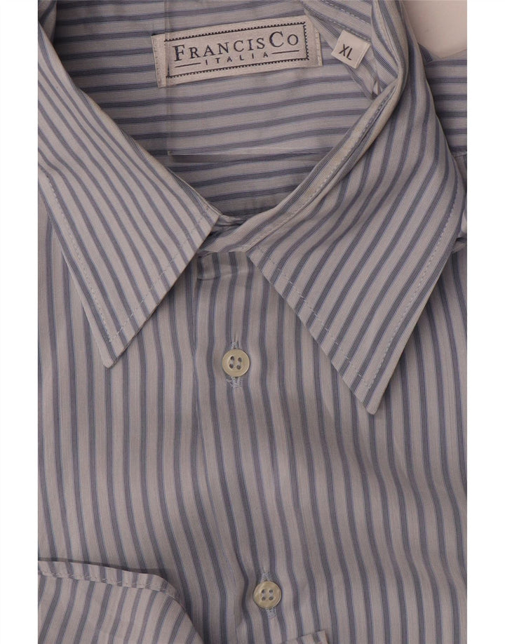 vintage Chemise à manches courtes pour hommes XL Blue Pinstripe