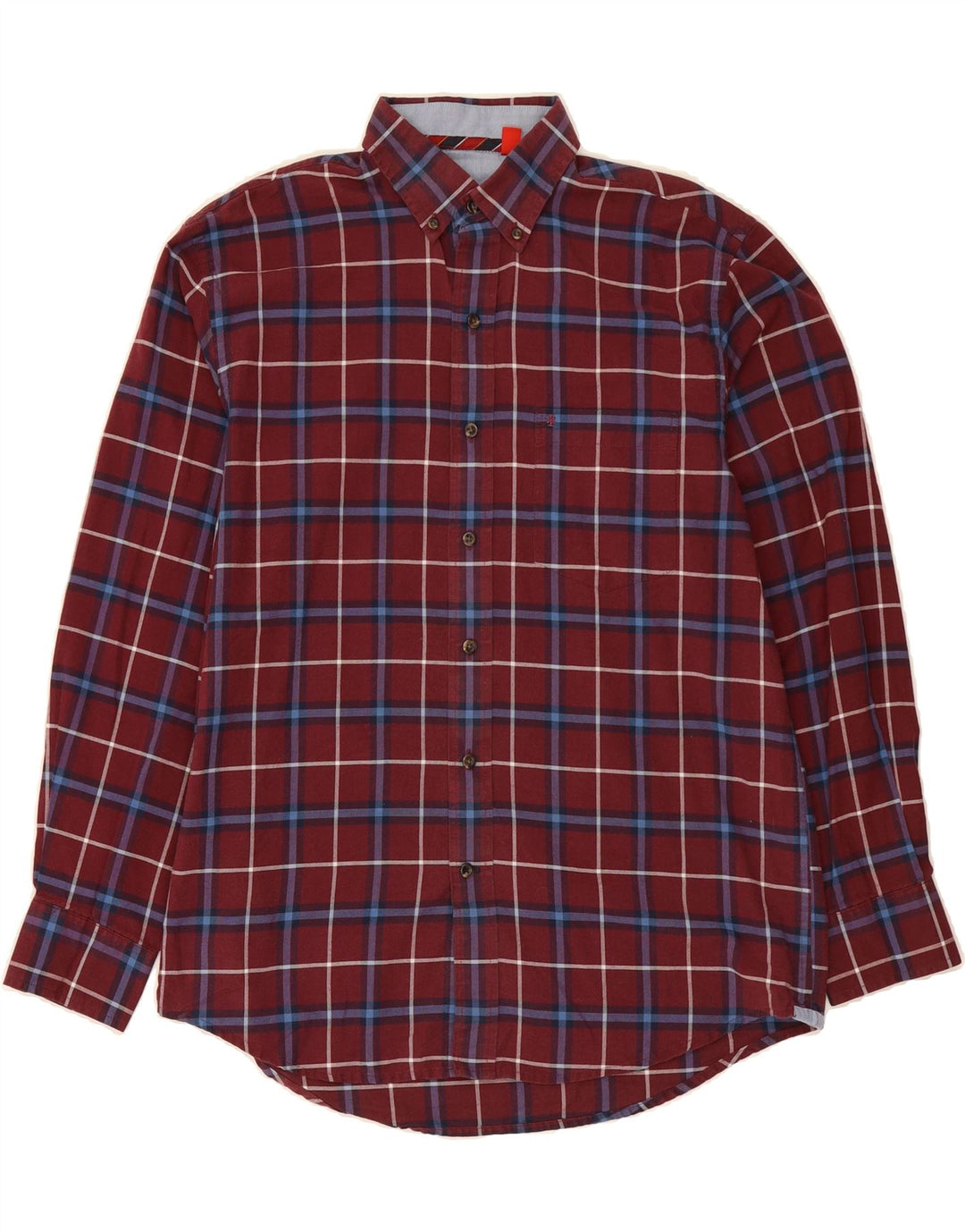 IZOD Mens Shirt Medium Burgundy Check Cotton Vintage Izod and Second-Hand Izod from Messina Hembry 