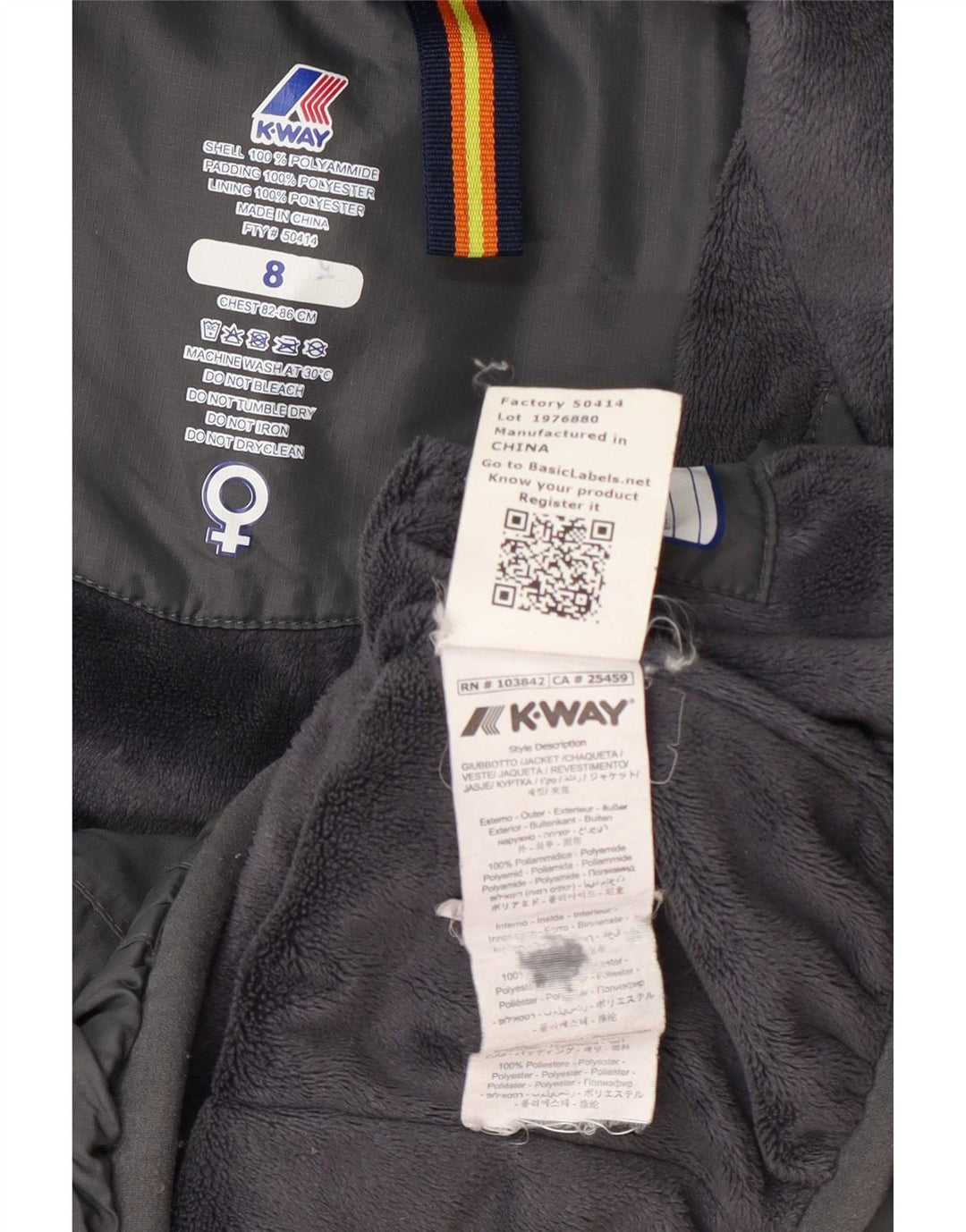 K-Way Veste coupe-vent à capuche pour femme UK 8 Small Gris Polyamide