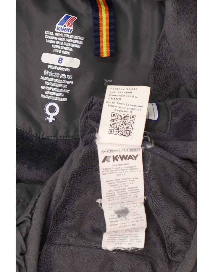 K-Way Veste coupe-vent à capuche pour femme UK 8 Small Gris Polyamide